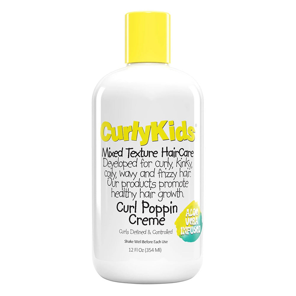 CurlyKids Mixed Texture Hair Care Curl Poppin Creme with Aloe Vera for Hair Growth 12Oz (354ml)